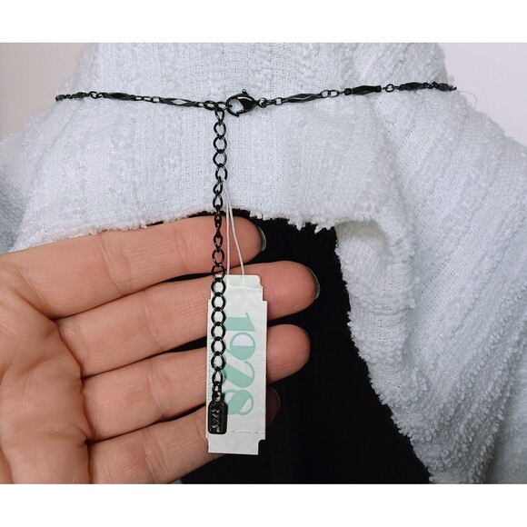 1928 Black & Silver Rhinestone Collar / Bib Necklace 16-19 in NWT - Picture 4 of 9